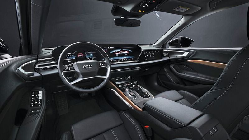 Der Innenraum des neuen A5 ist leicht gewachsen, das Armaturenbrett präsentiert sich als „digitale Bühne“. (Bild: Audi AG)