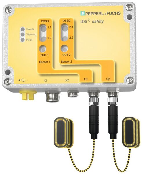 Der Sicherheitssensor USi-Safety bietet zwei unabhängige Kanäle, die jeweils die ISO 13849 Kategorie 3 PL d erfüllen. (Bild: Pepperl+Fuchs)