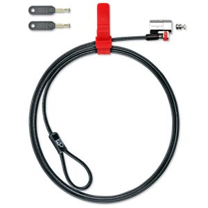 An die Kette gelegt: Durch den schlüssellosen Mechanismus lässt sich das ClickSafe-Laptopschloss mit nur einem Handgriff an der Hardware verankern, das andere Ende wird mit einem festen Gegenstand verbunden.