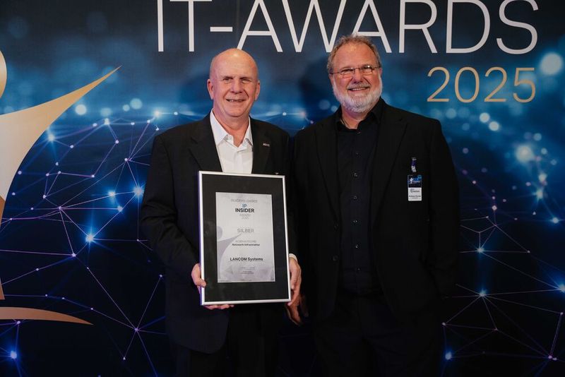 Eckhart Traber von LANCOM Systems und IP-Insider-Chefredakteur Andreas Donner. (Bild: Manuel Emme Fotografie)