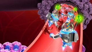 Wissenschaftler der Arizona State University (ASU) und des National Center for Nanoscience and Technology (NCNST) haben erfolgreich Nanoroboter programmiert, um Tumore zu schrumpfen, indem sie ihre Blutversorgung unterbrechen. (Bild: Baoquan Ding / Hao Yan)