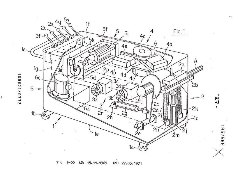 Bereits am 15. November 1969 wurde die „Vorrichtung zum Bearbeiten von Hydraulikrohren“ von Ing. Paul Schmidt in Deutschland zum Patent angemeldet. Ein Jahr später folgten dann Patentanmeldungen in Großbritannien, den USA und Frankreich. Hier ein Bild vom Original der Patentskizze. Bilder: Tracto-Technik (Archiv: Vogel Business Media)