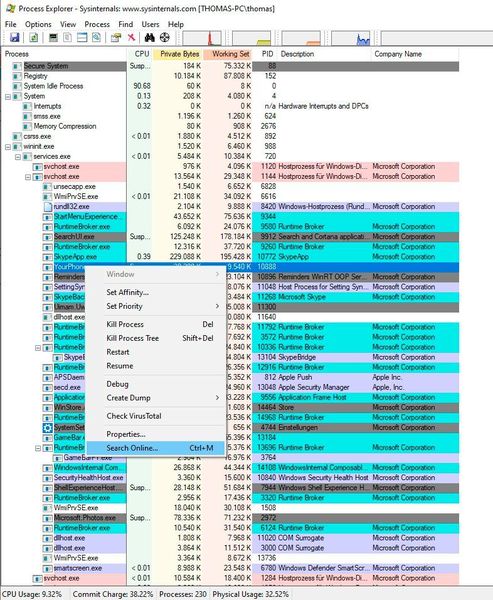 Process Explorer bietet zusätzliche Informationen zu Prozessen und muss ebenfalls nicht installiert werden. (Joos)