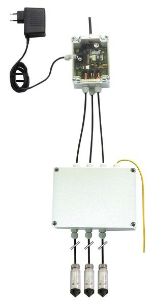 Das GSM-3 besteht aus einem Modem und der sogenannten SB Box, an die bis zu drei Keller-Drucktransmitter mit Spannungsausgang (0,5 bis 4,5 V) angeschlossen werden können. (Bild: Keller)