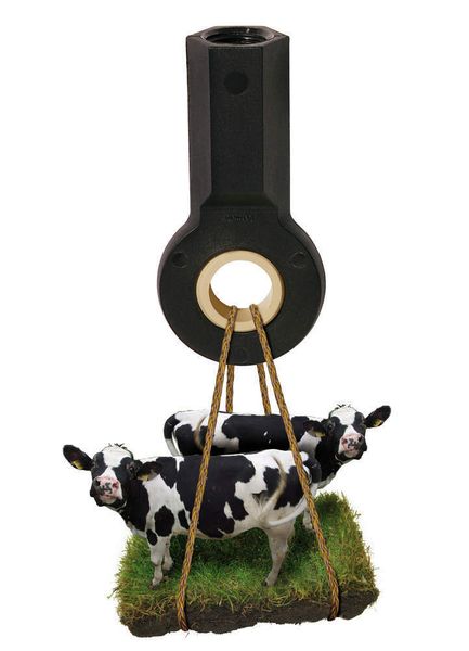 Hoch zugfest:  Der von igus jetzt vorgestellte Kunststoff-Gelenkkopf „EBRM-16 V“ für die Maßreihe E verkraftet problemlos das Gewicht von zwei Kleinwagen oder zwei Kühen. Möglich macht das eine metallische Mittelfüllung. (Archiv: Vogel Business Media)