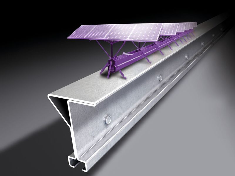 Ein mit Tox-gefügtes Stahlblechprofil von Welser Profile für Unterkonstruktionen von Solarsystemen und Photovoltaikanlagen. (Bild: Welser)