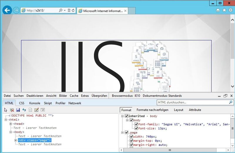Tool 1: Das Verwenden der Entwicklertools im IE 10 bei der Anbindung an IIS 8 hilft bei der Lösung von Leistungsproblemen (Bild: Joos)