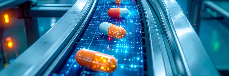 The pharmaceutical industry is adopting next-gen technologies such as AI, Digital Twins, Supercomputers, and Quantum Computing to enhance production processes, efficiency and even transform the future of drug development.(Source: ©  Thachakrit - stock.adobe.com)