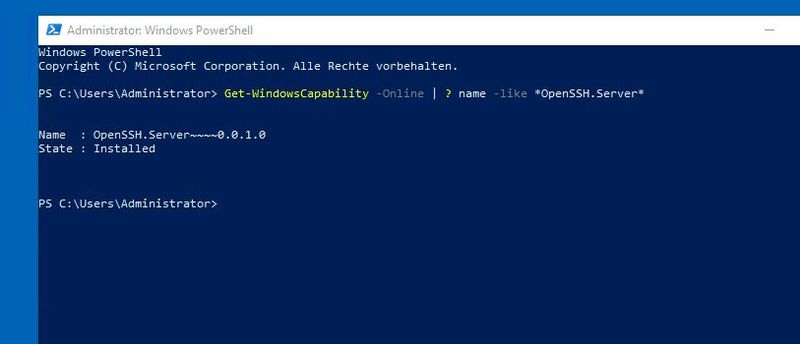 Installieren des SSH-Servers in Windows Server 2019 (Bild: Microsoft / Joos)