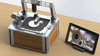 La machine-robot (Chronogrip) de Percipio Robotics améliore sensiblement la précision et la productivité des opérations d’assemblage horloger. Elle est reliée par Wi-Fi à une tablette PC. (Image: Percipio Robotics)