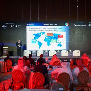 Die Organisatoren stellten die strategische Ausrichtung der Achema Middle East 2026 vor, die vom 26. bis 28. Oktober 2026 im Riyadh International Convention and Exhibition Center (Ricec) stattfinden wird. (Bild:  Messe Frankfurt)