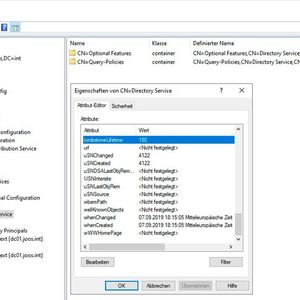 Die erweiterte Ansicht in Active Directory-Benutzer und -Computer ermöglicht auch die Anpassung von Attributen in Active Directory.(Bild:  Joos / Microsoft)