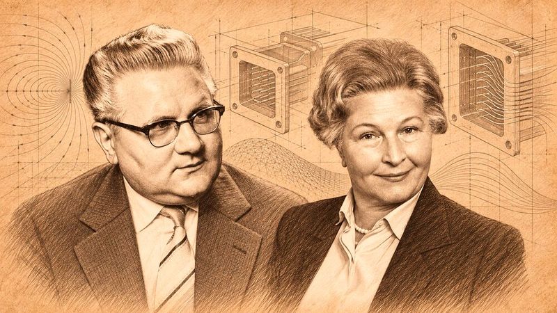 Unternehmensgeschichte: Wilhelm und Marie Harting gründeten 1945 in Minden die „Wilhelm Harting Mechanischen Werkstätten“. Aus dem kleinen Betrieb entwickelte sich ein weltweit führender Anbieter industrieller Verbindungstechnik. Die Illustration ist von historischen Porträts der beiden Gründer inspiriert. (Bild: Dall-E / KI-generiert)