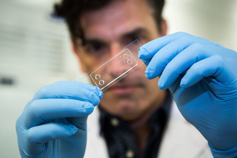 The biocompatible device contains the complex features of a pathology lab, in miniature. (RMIT University)