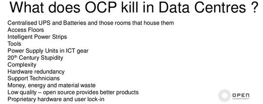 Einige der wichtigsten Punkte, die aus Sicht von John Laban für OCP-Hardware sprechen. (Bild:  OCP John Laban)