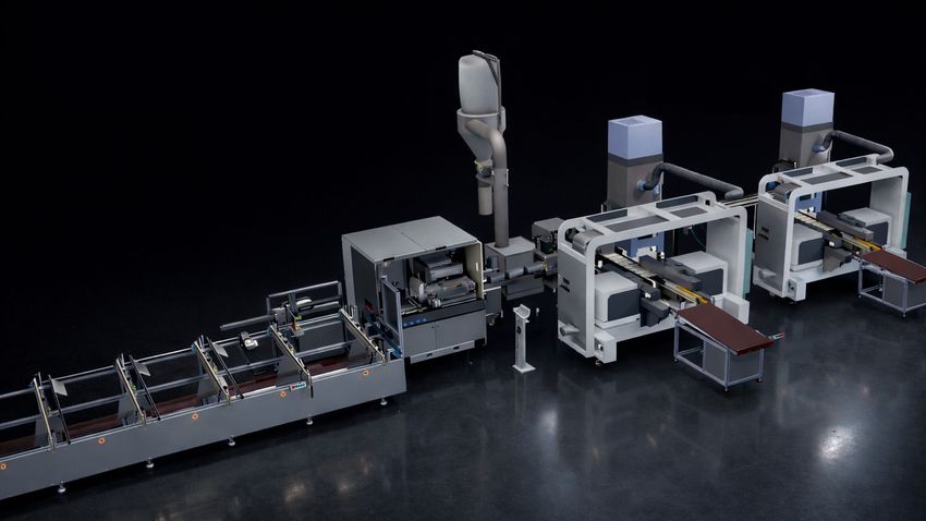 Beispiel einer automatisierten Prozesslinie für das Trennen von Batteriezellgehäusen: Hochleistungs-Kreissägetechnologie kombiniert mit Inline-Entgratung und optionaler Markierung zur Rückverfolgbarkeit. (Bild: RSA)