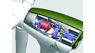 Der patentierte kaskadierbare hydrostatische Antrieb in Windkraftanlagen ersetzt das mechanische Getriebe zwischen Rotorwelle und Generator.  (Bild: RLE International)