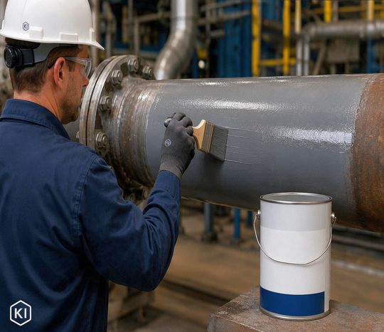 Das Silikon-Glaskeramik-Coating CP4000-S2-HT aus dem Portfolio von Kager ist feuerfest und verleiht technischen Oberflächen bis zu einer Temperatur von 760 °C einen dauerhaft wirksamen Schutz.(Bild:  Kager / KI-generiert)