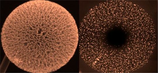 Gang Wu and collaborators developed hollow nanocarbon spheres containing an ordered radial nanochannel array to be used as supports in their new design for high-performance intermetallic nanoparticle fuel cell catalysts. (Source:  Wu lab/ Washington University in St. Louis)