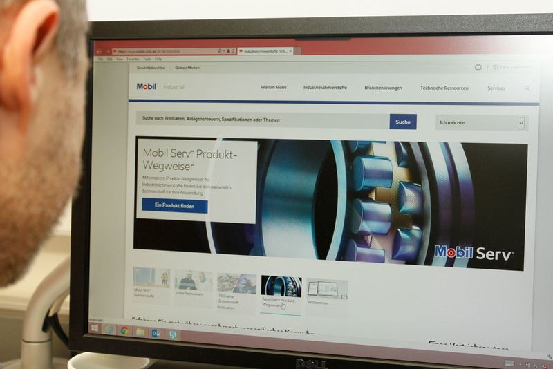 Das Bild zeigt die Industrie-Webseite für Mobil-Schmierstoffe. (Exxon Mobil)