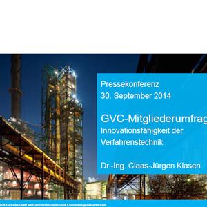 GVC-Mitgliederumfrage 2014: „Innovationsfähigkeit der Verfahrenstechnik“.