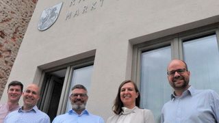 Stellten das innovative Forschungsprojekt H2Direkt im Rathaus von Hohenwart vor: (von links) Mathias Stierstorfer (Energienetze Bayern) - Michael Schneider (Energienetze Bayern) - Jürgen Haindl (BGM Hohenwart) - Béatrice Angleys (Thüga) - Andreas Herschmann (Bürgerenergiegenossenschaft im Landkreis Pfaffenhofen a.d. Ilm) (Bild: Thüga)