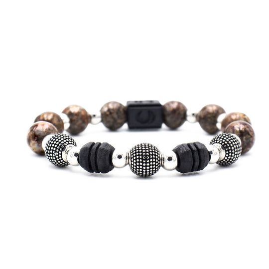Men’s bracelet Aquilha in Obsidian, 925 Silver, Steel, Windform Men’s bracelet Aquilha in Obsidian, 925 Silver, Steel, Windform