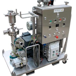 Dank kompakter, fahrbarer Bauweise lässt sich die Mobile Powder Pump von De Dietrich  flexibel an unterschiedliche Prozess- und Aufnahmebehälter anschließen.(Bild:  De Dietrich)