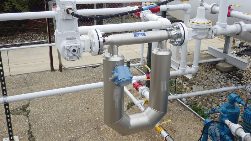 Emerson Mass Flow Meter Installed horizontally on Propane (LPG) System (Picture: Blackmer)