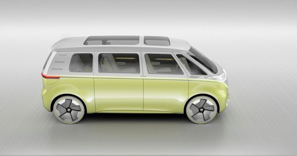Die Elektrovan-Studie I.D. BUZZ mit acht Sitzplätzen, 275 kW (374 PS) Leistung und bis zu 600 km Reichweite. (Volkswagen)