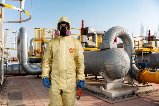 Dupont Tychem 6000 SFR ist ein leichter Schutzanzug mit Kapuze, der Arbeiter in schwierigen Umgebungen vor verschiedenen chemischen Gefahren und Stichflammen schützen soll.(Bild:  Dupont)