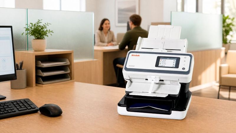 Kodak Alaris bietet für die N2000-Serie Flachbett-Zusatzmodule an. Hier ist das Modul für das Scannen von Passdokumenten montiert. (Bild: Kodak Alaris)