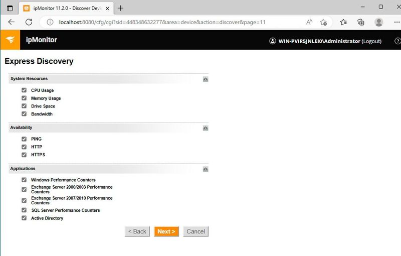 Die Anbindung der einzelnen Geräte erfolgt nach dem Start mit einem Discovery-Vorgang. (Bild: Joos - SolarWinds)