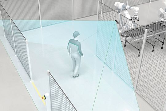 Mit der Funktion Personenerkennung erkennt das System bis zu drei Personen im Sichtfeld, markiert diese als Overlay im Videobild und kann daraufhin automatisch ein auslösendes Ereignis markieren. (Bild:  Pepperl+Fuchs)