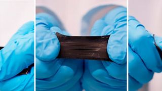 Die Batterie lässt sich verdrehen, dehnen und biegen, ohne dass der Stromfluss abbricht. (Gruppe Niederberger, ETH Zürich)