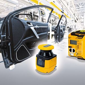 Der Sicherheits-Laserscanner PSENscan bietet eine zweidimensionale Flächenüberwachung mit einem Öffnungswinkel von 275 Grad und einer Schutzfeldreichweite bis zu 5,5 Metern. (Pilz)