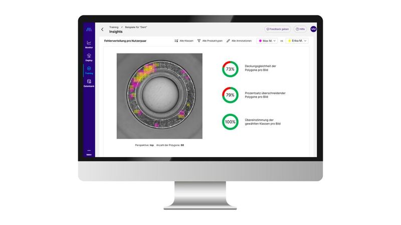 Die benutzerfreundliche Datenmanagement-Plattform von Maddox AI erlaubt eine verständliche Fehler-Visualisierung und unterstützt Anwender bei der schnellen Fehlerannotation. (Bild: Maddox AI)