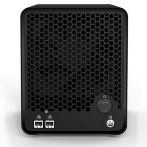 Die beiden GBit-LAN-Ports den Drobo 5N2 können für Bonding und für Failover konfiguriert werden. Im ersten Fall sollen sie laut Hersteller fast doppelt so hohe Übertragungsraten ermöglichen, wie ein einzelner Port.