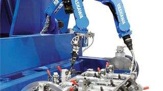 Yaskawa präsentiert sich in auf der DVS EXPO 2015 mit aktuellen Motoman-Modellen wie dem MA1440 (hier montiert auf einem Positionierer). (Bild: Yaskawa)