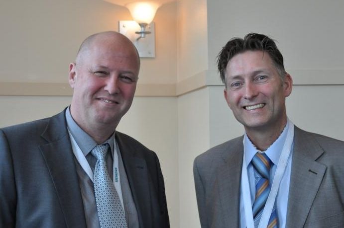 Patrick Van Damme, Regional Sales Manager at Industrial Defender and Mark Bakker, BDM Strategic Alliances at Cisco International.  (Picture: M.Henig/PROCESS)