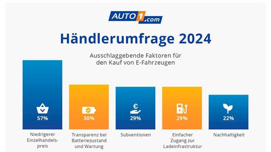 Ein niedrigerer Verkaufspreis wäre der wichtigste Punkt, um gebrauchte E-Autos für Käufer attraktiver zu machen.(Bild:  Auto1.com)