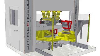 Robotergestütztes „Hexapod-Trennzentrum für Zylinder-Kurbelgehäuse“.  (Bild: Janke)