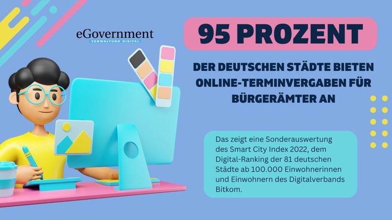 Zwar können in den meisten Großstädten bereits Termine für das Bürgeramt online vereinbart werden, für viele andere Dienstleistungen wie Baugenehmigungsverfahren oder, um einen Umzug innerhalb der Stadt anzumelden, müssen die meisten Bürger jedoch noch aufs Amt.  (Bitkom)