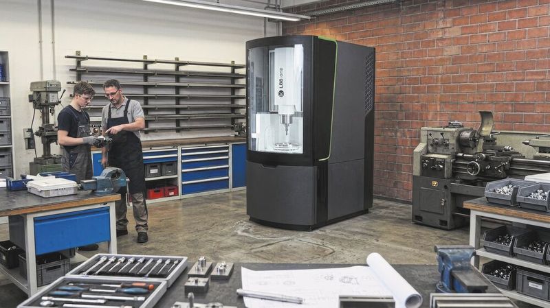 A five-axis milling machine no longer necessarily has to be located in a production hall. If it fits through a standard door and can be operated without specialized training, numerous possibilities open up. (Image:Gemini / LBR Manufacturing / AI-generated)