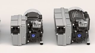 Die kompakten Baumaße und die identische Bauhöhe der drei Drehschieber-Vakuumpumpen der O5-Baureihe erlauben die wahlweise Integration im gleichen Maschinentyp.  (Bild: Gebr. Becker )