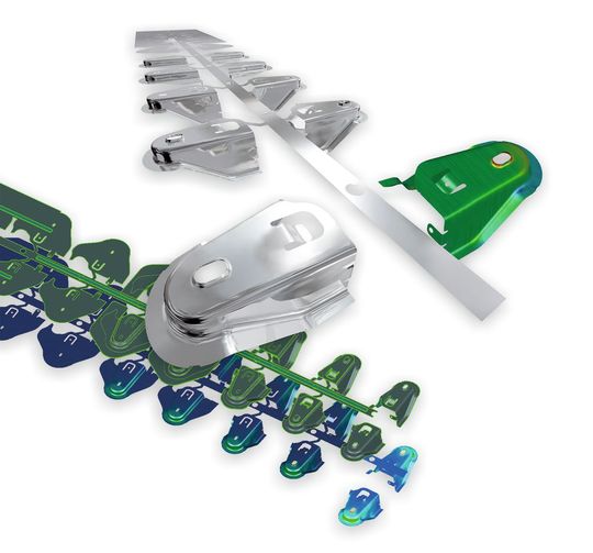 Virtuell analysiert und optimiert: Die Simulation von Folgeverbundwerkzeugen verkürzt deutlich die Zeiten von der Werkzeugkonstruktion bis zur Serienfertigung.(Bild:  AutoForm GmbH)