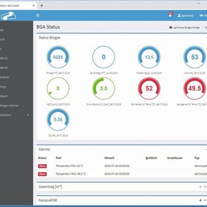 Das mit Aprol programmierte Cockpit erlaubt dem Betreiber einen schnellen Überblick über den Status und die Effizienz der Biogasanlage.(Bild:  Agrikomp)