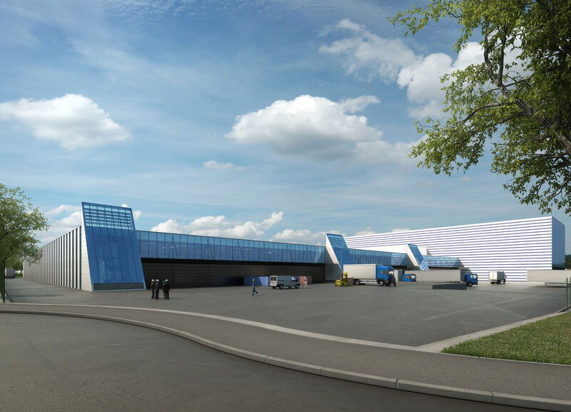 3D-Visualisierung des neuen Zentrallagers oder Global Distribution Centre von Rittal in Haiger im Jahr 2014. (Bild: Rittal)