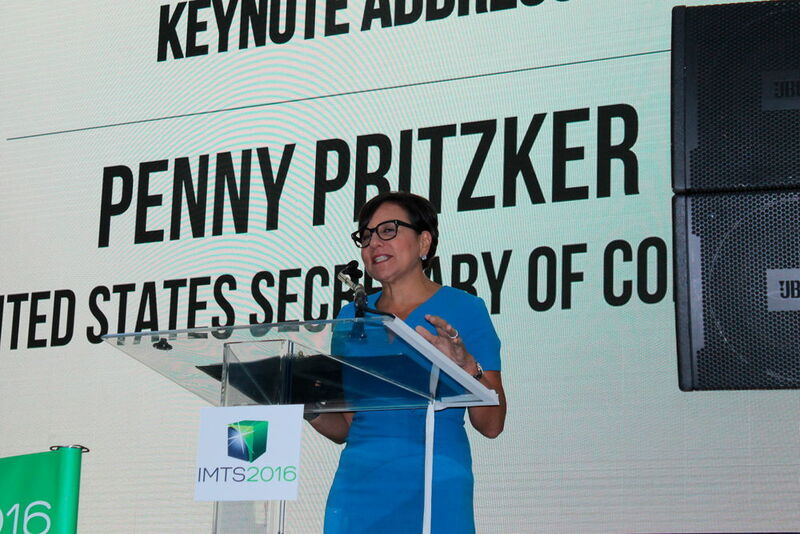 Secretary of Commerce Penny Pritzker delivered the keynote remarks at the opening ceremony of IMTS on 12 September. Speaking before hundreds of attendees, Secretary Pritzker highlighted the Department of Commerce’s role in strengthening America’s manufacturing industry. (Schulz)