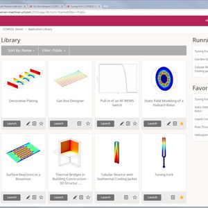 Comsol Server ermöglicht den Anwendern, Simulations-Apps auszuführen, die mit dem Application Builder erstellt wurden. Das System ist die zentrale Schnittstelle zur Steuerung des Einsatzes, der Verteilung und der Anwendung der Apps.